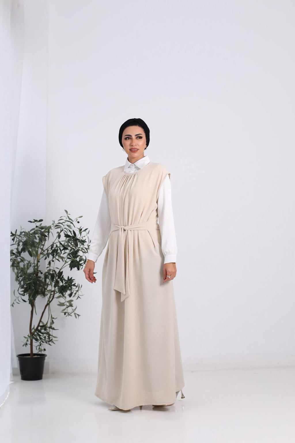 Beige Basic Dress