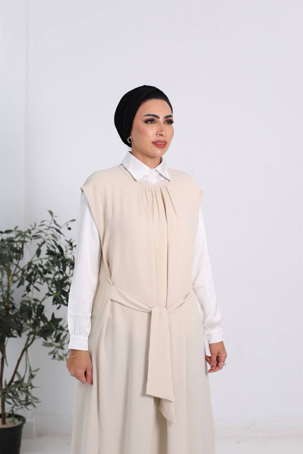 Beige Basic Dress