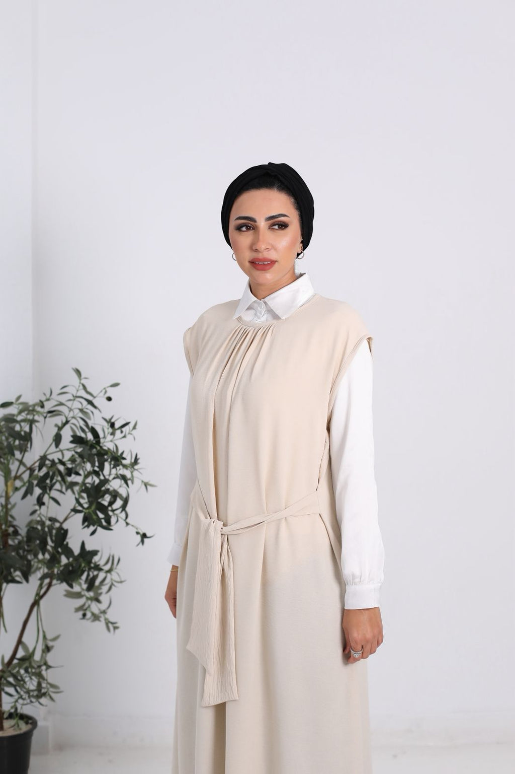 Beige Basic Dress