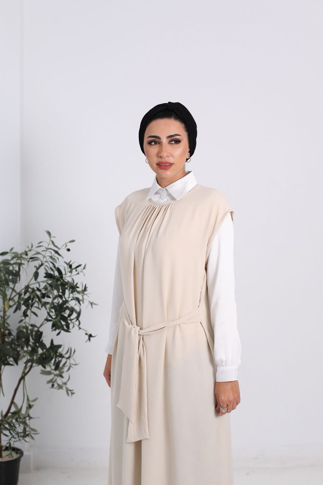 Beige Basic Dress