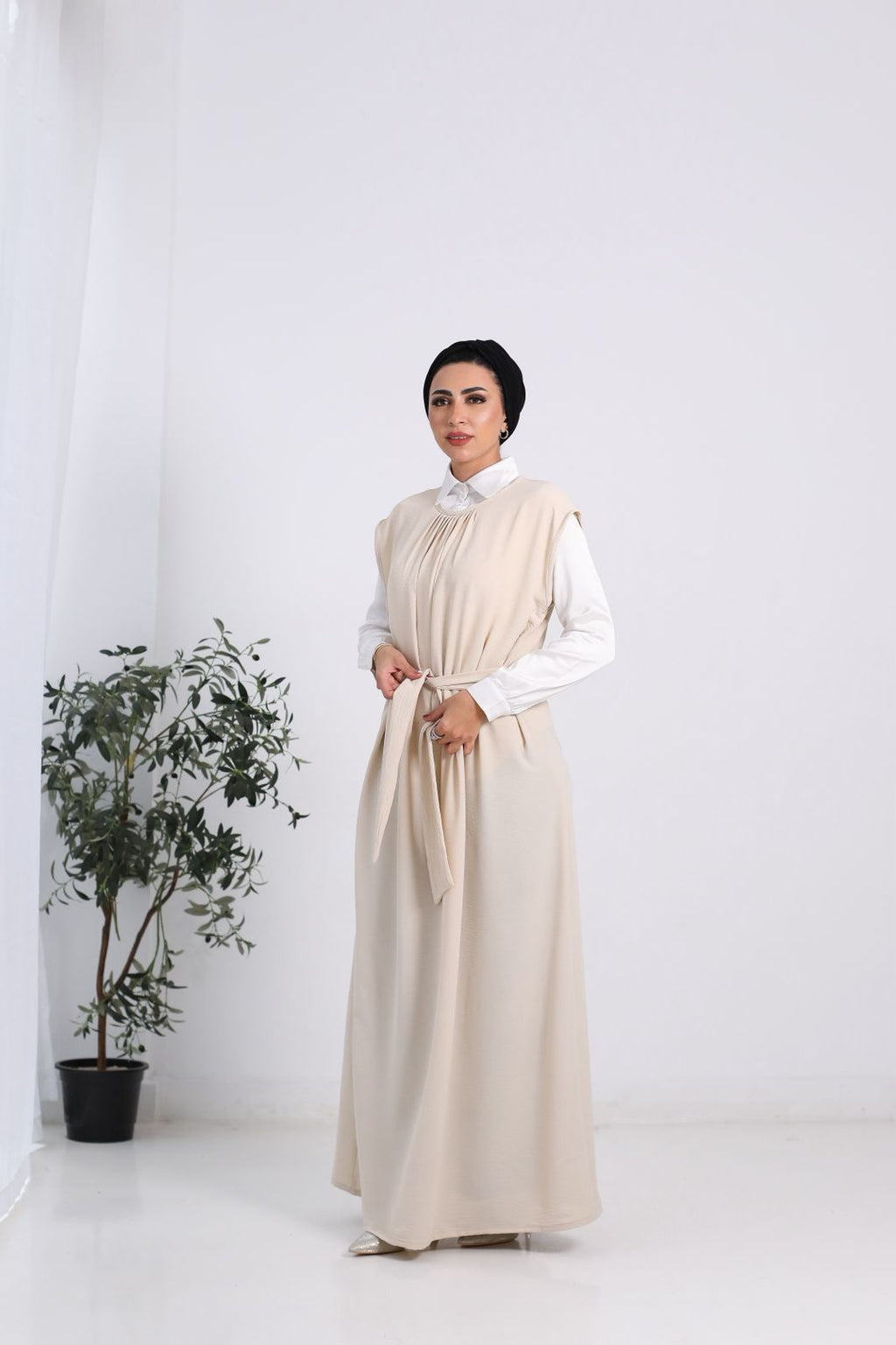 Beige Basic Dress