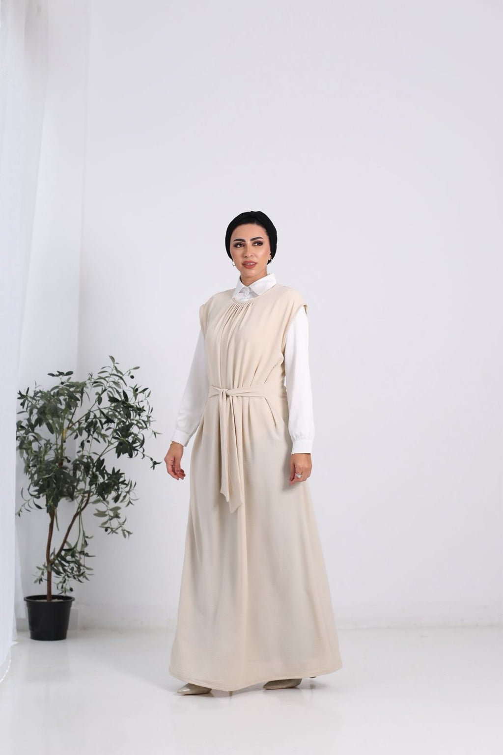Beige Basic Dress
